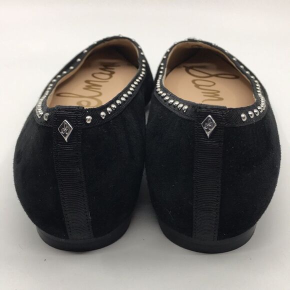 Sam Edelman Rini Black Suede Point Toe Silver Studded Key Hole Ballet Flats Sz 6 - Picture 5 of 16